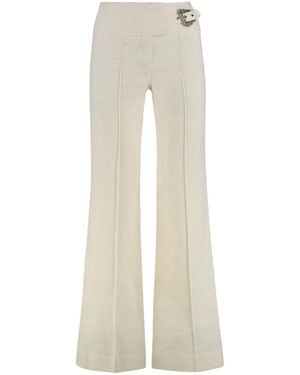 Versace Jeans Couture Flared Flat Front Pant - White
