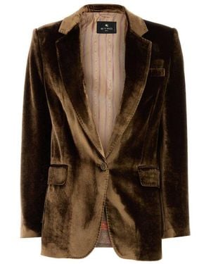 Etro Velvet Blazer - Brown