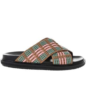 Marni Multi Colour Woven Sandals - Brown