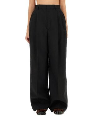 Moschino Tailored Wide-Leg Pants With Pleated Front - Black
