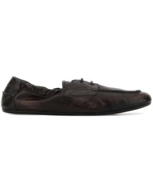 Prada Dark Leather Loafers - Black