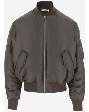 1989 STUDIO Logo Patch Short Bomber Jacket - Gray