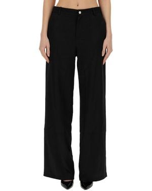 Moschino Relaxed Flat Front Pants - Black
