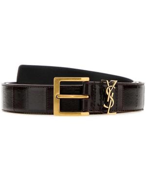 Saint Laurent Logo Buckle Belt - White