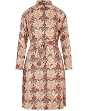Etro Light Wool And Silk Printed Shirt Dress - Brown