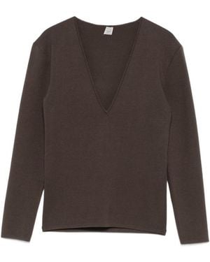 TOTEME V Neck Sweatshirt - Brown