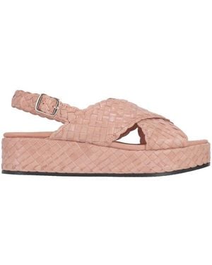 LA ROSE Natural Woven Sandals - Pink