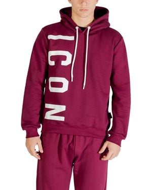 ICON DENIM Logo Print Hoodie - Red