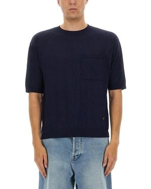 Moschino Solid Crew Neck T-Shirt - Blue