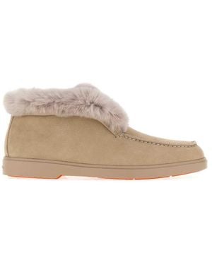 Santoni Suede Loafers - Natural