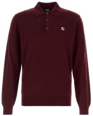 Fendi Full Sleeves Polo - Red