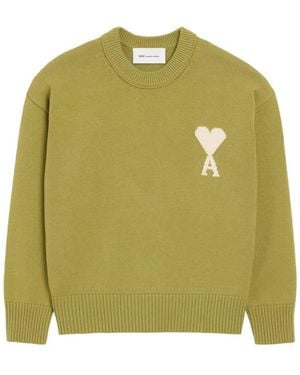 Ami Paris Logo Crew Neck Sweater - Green