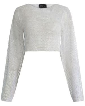 Santa Brands Embellished Round Neck Top - White
