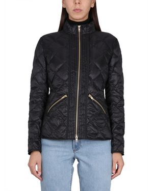 Fay Quilted Mock Collar Jacket - Black