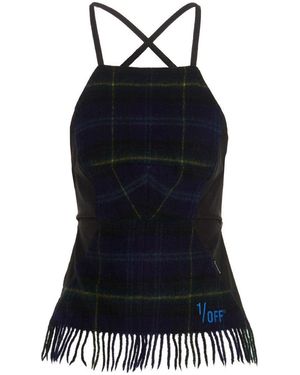 1/OFF Checked Scarf Top - Black