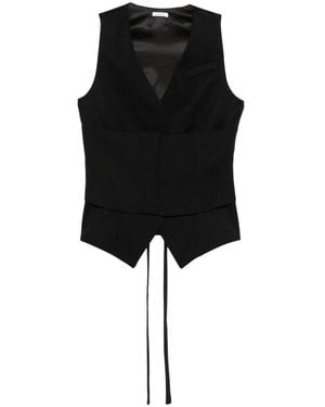 McQueen Solid V Neck Jacket - Black