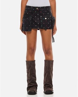 The Attico Fay Denim Mini Skirt - Black
