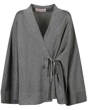 Circus Hotel Viscose Tie-Front Kimono Jacket - Gray