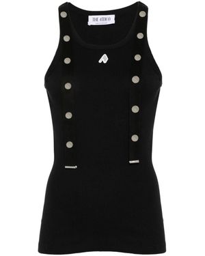 The Attico Ribbed Cotton Tank Top - Black