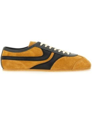 Dries Van Noten Color Block Suede Sneakers - Brown