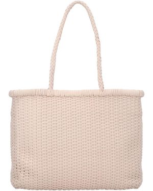 Dragon Diffusion B Weave Medium Shoulder Bag - Natural