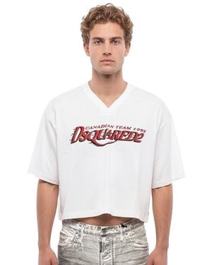DSquared² Graphic V Neck T-Shirt - White
