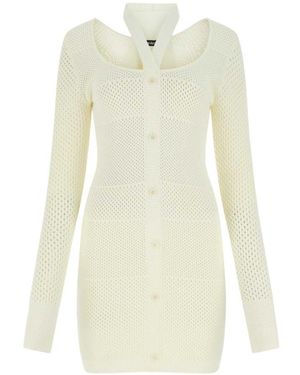 ANDREADAMO Ivory Stretch Viscose Blend Dress - White