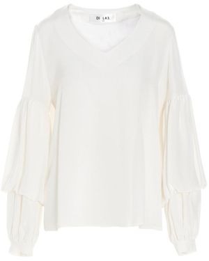 DI.LA3 PARI' Puff-Sleeve Silk Shirt - White