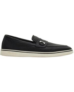 Ferragamo Leather Gancini Loafers - Black