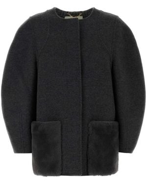 Fendi Round Neck Jacket - Black