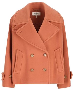 Chloé Notched Lapel Trench Coat - Orange