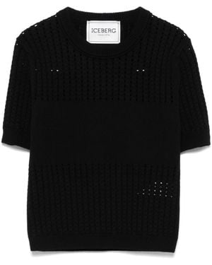 Iceberg Honeycomb Knitted T-Shirt - Black