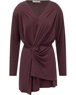IRO Solid V Neck Mini Dress - Purple
