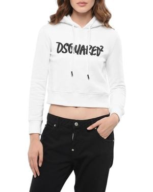 DSquared² Logo Hood Sweatshirt - White