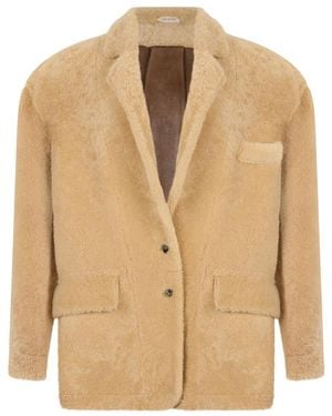The Mannei Solid Notched Lapel Blazer - Natural