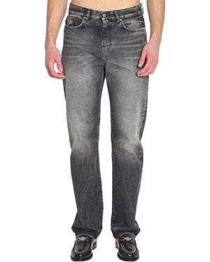 Versace Straight Mid Rise Jeans - Gray