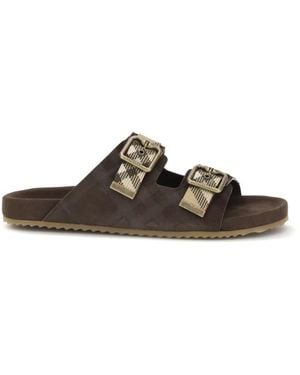 Burberry Check Sandals - Brown