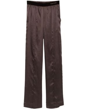 Tom Ford Peach-Feel Silk Satin Pj Pants - Brown