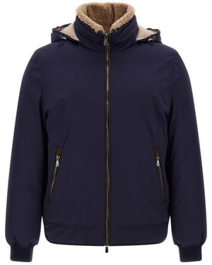 Brunello Cucinelli Solid Hooded Jacket - Blue