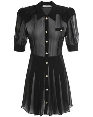 Alessandra Rich Mini Chemise Dress Silk - Black