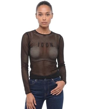 DSquared² Graphic Crew Neck Top - Black