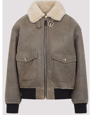 Celine Aviator Jacket With Shearling Lining - Gray