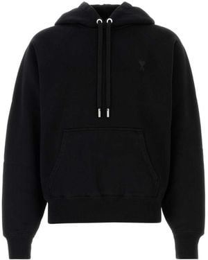 Ami Paris Long Sleeves Logo Hoodie - Black
