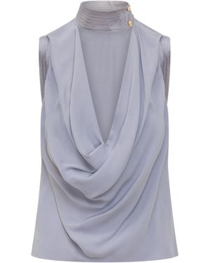 Elisabetta Franchi Solid Turtle Neck Top - Gray
