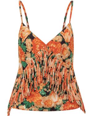 Pinko Floral V Neck Top - Orange