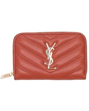 Saint Laurent Dark Cassandre Quilted Wallet - Red