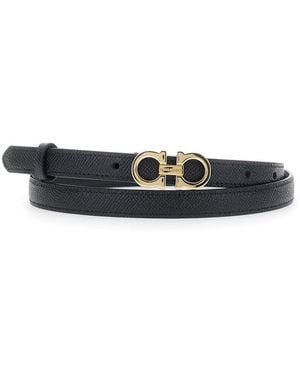 Ferragamo Textured Buckle Belt - White