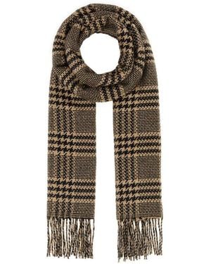Saint Laurent Houndstooth Pattern Scarf - Natural