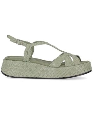 LA ROSE Leather Sandals - Green