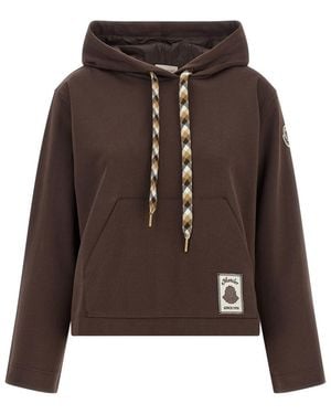Moncler Logo Hood Sweatshirt - Brown